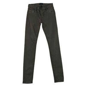 HUDSON Jeans Women Size 26 Olive Green Mid-Rise Skinny Moto Zipper Pockets